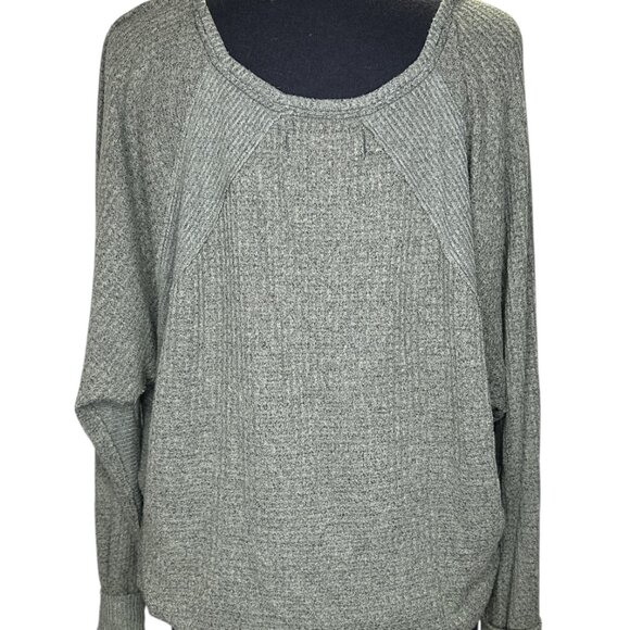 We The Free Thermal Top SMALL Slouchy Waffle Knit greenish Pullover Boho Chic - Picture 4 of 13